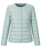 Round-Neck Duck Down Puffer Jacket – Pale Mint Green | B2B Low MOQ