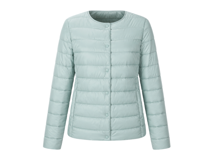 Round-Neck Duck Down Puffer Jacket – Pale Mint Green | B2B Low MOQ