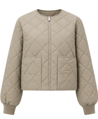 Women’s Diamond-Quilted Round-Neck Duck Down Jacket – Beige | B2B Low MOQ