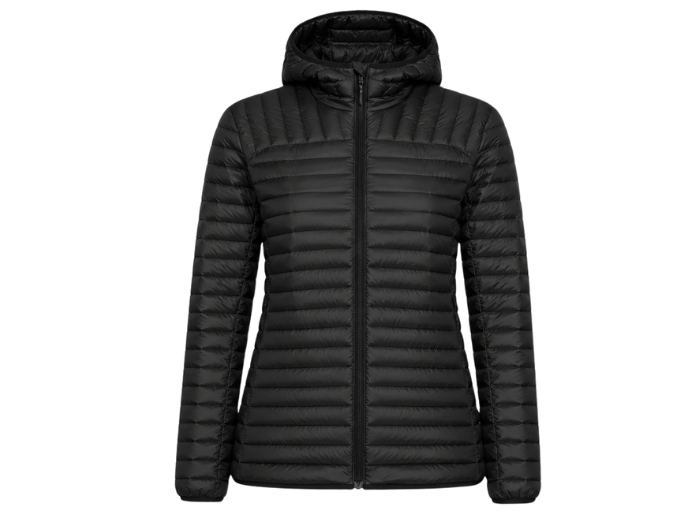 Mixed-Quilted Hooded Goose Down Puffer Jacket – Black | B2B Low MOQ front design preview