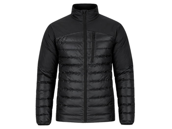 Men’s Panelled Stand-Collar Goose Down Jacket – Black | B2B Low MOQ front design preview