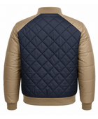 Men’s Contrast-Panel Diamond-Quilted Goose Down Jacket – Navy Blue and Champagne Beige | B2B Low MOQ
