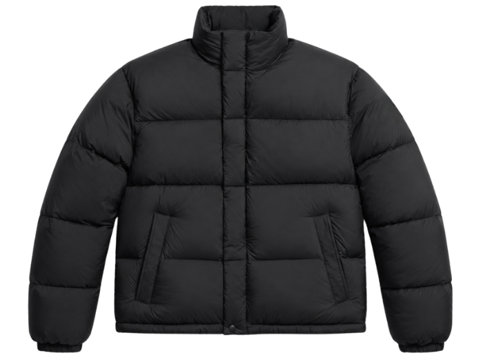 Stand-Collar Wide-Quilted Goose Down Puffer Jacket – Black | B2B Low MOQ