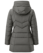 Women’s Grey Hooded Longline Puffer Jacket for B2B Winter