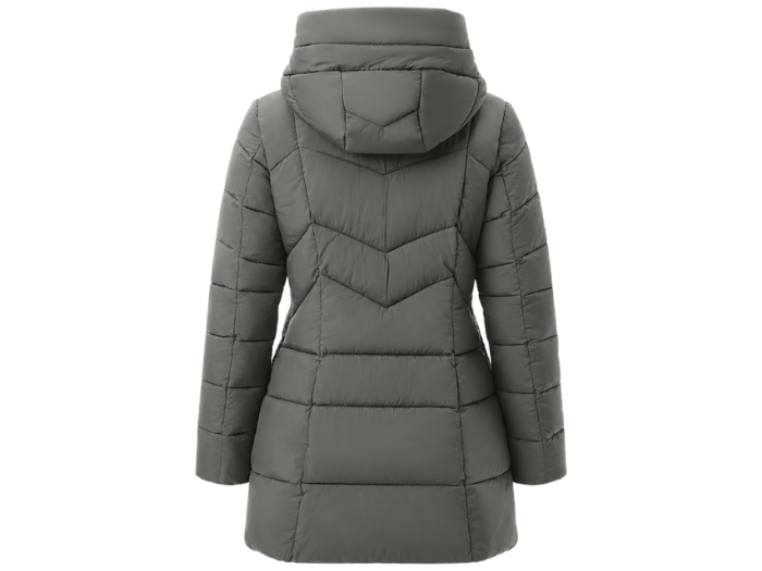 Women’s Grey Hooded Longline Puffer Jacket for B2B Winter