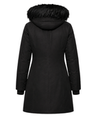 Women’s Black Fur Trim Hooded Long Coat B2B Low MOQ Winter Manufacturer