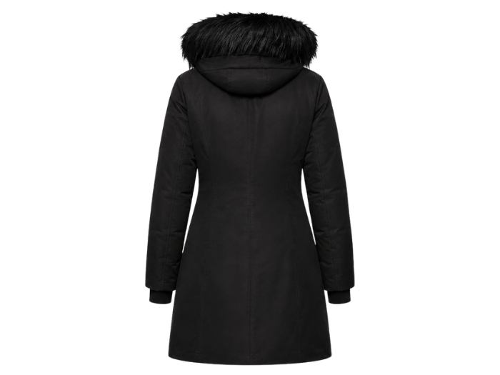 Women’s Black Fur Trim Hooded Long Coat B2B Low MOQ Winter Manufacturer
