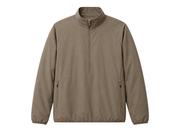 B2B Taupe Half-Zip Eider Down Pullover Jacket Low MOQ Winter Manufacturer
