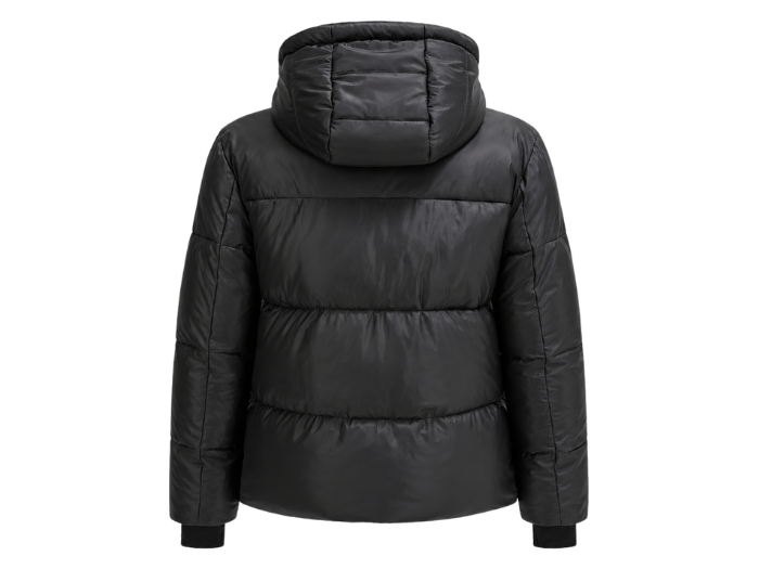 B2B Women’s Black Hooded Short Eider Down Puffer Jacket Wholesale Winter Manufacturer