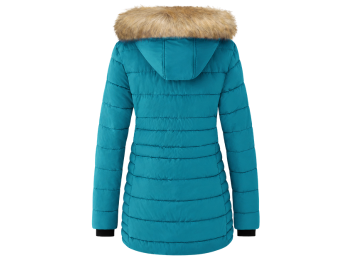 Wholesale Women’s Fur-Trim Hooded Eider Down Hybrid Puffer Jacket B2B Winter Jackets