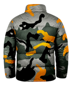 Camouflage Sublimated Puffer Jacket – Grey, Black, Green and Mustard Print | B2B Low MOQ