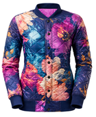 Floral-Print Sublimated Puffer Jacket – Navy, Pink and Blue Botanical Print | B2B Low MOQ