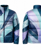 Abstract Geometric-Print Sublimated Puffer Jacket – Navy, Aqua, Lavender and Light Grey | B2B Low MOQ