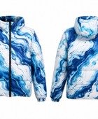 Hooded Marble-Print Sublimated Puffer Jacket – Navy, Blue, Aqua and White | B2B Low MOQ