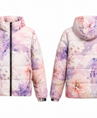 Hooded Floral-Print Sublimated Puffer Jacket – Soft Pink, Lavender, Ivory and Purple | B2B Low MOQ