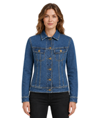 B2B Women’s Fitted Button-Front Denim Jacket Dark Blue B2B