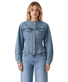 Custom Collarless Button-Front Denim Jacket B2B