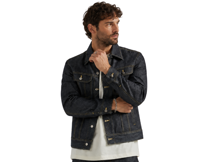 Custom Men's Rider Denim Jacket B2B Dark Indigo front design preview