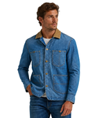 B2B Men’s Blue Contrast-Collar Denim Chore Jacket