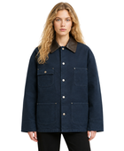 Contrast-Collar Denim Chore Jacket Dark Navy B2B