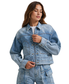 B2B Washed Cropped Denim Jacket Women’s Light Blue