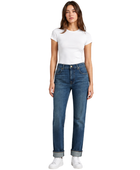 Straight Leg Denim Pants Dark Blue Wash Turn Up Hem | B2B Low MOQ