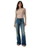 Slim Bootcut Denim Pants Mid Blue Distressed Wash | B2B Low MOQ
