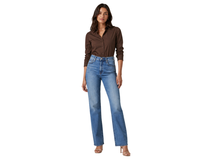 Flared Denim Pants Mid Blue Faded Wash | B2B Low MOQ