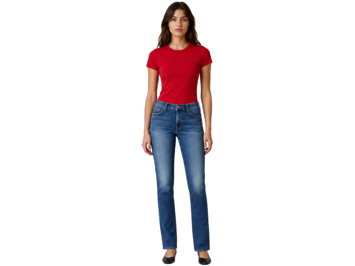 Slim Straight Denim Pants Mid Blue Faded Wash | B2B Low MOQ front design preview