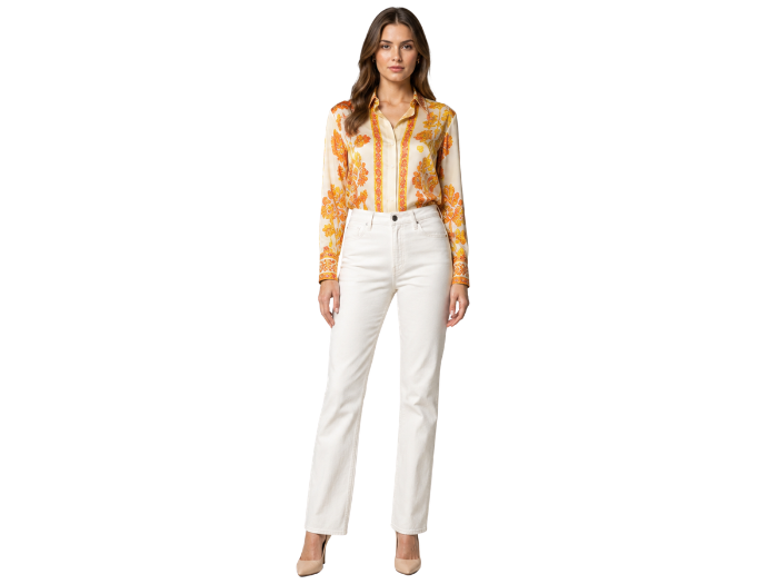 Flared Denim Pants White Five Pocket Design | B2B Low MOQ