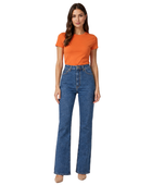 Straight Leg Denim Pants Mid Blue Faded Wash | B2B Low MOQ