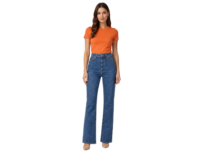 Straight Leg Denim Pants Mid Blue Faded Wash | B2B Low MOQ