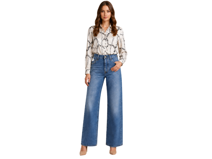 Straight Leg Denim Pants Mid Blue Faded Wash | B2B Low MOQ