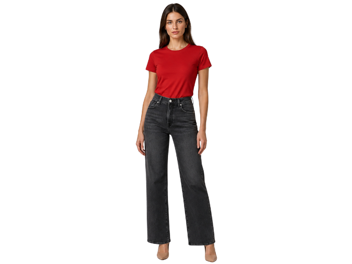 Straight Leg Denim Pants Washed Black Five Pocket Design | B2B Low MOQ