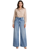 Wide Leg Denim Pants Light Blue Faded Wash | B2B Low MOQ