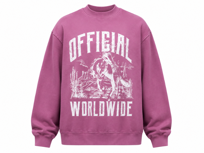 Oversized Boxy Sweatshirt Washed Burgundy Western Print | B2B Low MOQ