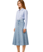 Women’s Panelled A-Line Denim Midi Skirt Light Blue B2B