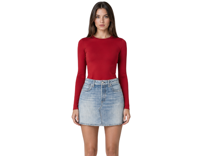 B2B High-Waisted Denim Mini Skirt Women’s Light Blue