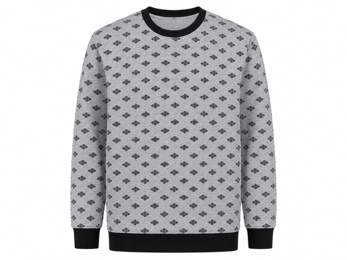 Men's Crewneck Sweatshirt Light Grey Geometric All Over Print | B2B Low MOQ front design preview
