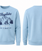 Men's Crewneck Sweatshirt Light Blue Mountain Screen Print | B2B Low MOQ