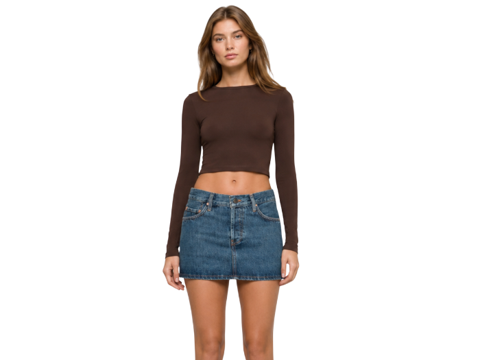Custom Denim Mini Skirt Women’s Blue Wash B2B front design preview