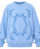 Oversized Sweatshirt Washed Light Blue Ornate Puff Screen Print | B2B Low MOQ