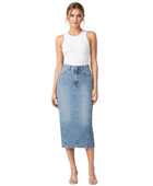 Custom Wash Straight Denim Midi Skirt Women’s Medium Blue Low MOQ