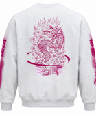Oversized Sweatshirt White Dragon Floral Screen Print | B2B Low MOQ