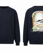 Relaxed Fit Sweatshirt Navy Chalet Landscape Back DTG Print | B2B Low MOQ
