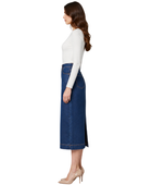 B2B High-Waisted Straight Denim Midi Skirt Low MOQ Denim Manufacturer