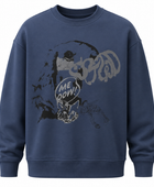 Oversized Crewneck Sweatshirt Blue Abstract Cat Screen Print | B2B Low MOQ
