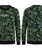 Men's Crewneck Sweatshirt Black Green Leaf All Over Print | B2B Low MOQ