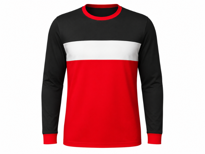 Dry Fit Crewneck Sweatshirt Black Red White Colour Block | B2B Low MOQ