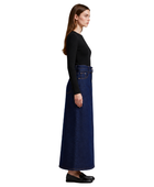 B2B High-Waisted Dark Blue Denim Maxi Skirt Custom Denim Manufacturer